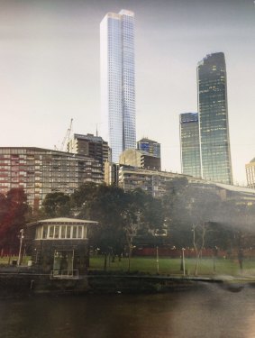 An artist’s impression of the proposed tower at 
555 Collins Street.