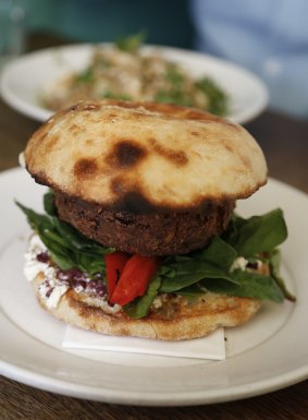 The Vegie Burger at St Kilda's Galleon Cafe