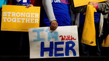 Hillary Clinton has galvanised campaign supporters to declare they are #WithHer