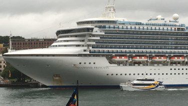 The Diamond Princess docked in Circular Quay on Thursday morning.