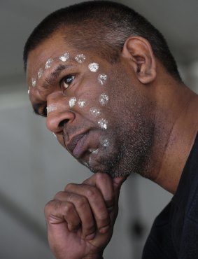 Former ice user Micah Hill at an Aboriginal health service forum on the drug, held in Canberra on Tuesday. 