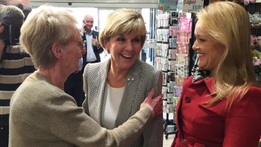 Foreign Minister Julie Bishop speaks was warmly received by Penrith residents during a walk-through of Nepean Village shopping centre with Lindsay MP Fiona Scott.