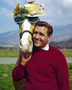 Mister Ed poses with his TV co-star, Alan Young. 
