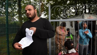 Rafaa Younis from Libya outside a refugee camp on the outskirts of the small town of Hilbersdorf in Germany in September 2015.