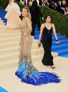Like a finely gilded parrot ... Blake Lively in Versace. 
