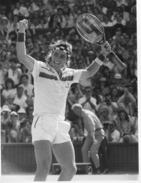 Success: Pat Cash celebrates his 1987 Wimbledon triumph.