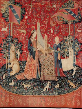 "Hearing" from the The Lady and the Unicorn series, c1500.