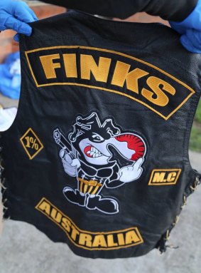 Finks bikie gang paraphernalia was seized during the operation.
