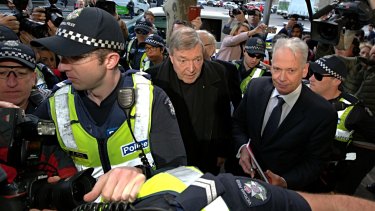 Cardinal George Pell, as he arrived at Melbourne Magistrates Court about 9am on Wednesday.