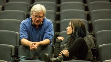 Geoffrey Wright discusses a scene with actor Lily Sullivan (Petra) on the set of the 
