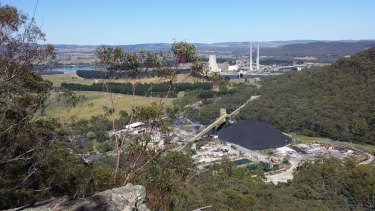 Springvale mine (foreground) supplies coal to the Mount Piper power station.