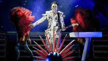 Luke Steele performs with Empire of the Sun at the Hollywood Bowl.
