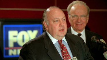 Roger Ailes and Rupert Murdoch in 1996 announcing Ailes as chairman and CEO of Fox News.