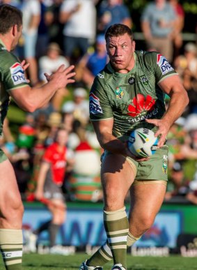 Canberra Raiders prop Shannon Boyd in action against South Sydney at Cairns.