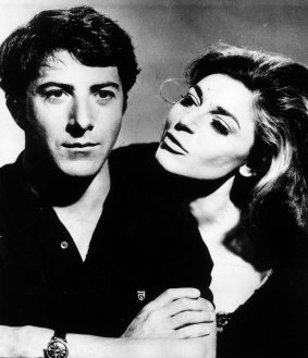 Dustin Hoffman and Anne Bancroft in a still from The Graduate, one of the most classic examples of the "predatory older woman" stereotype on screen. 