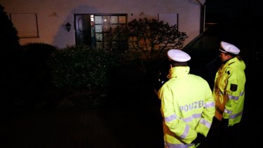 German police in front of the house believed to belong to the parents of Andreas Lubitz on Thursday.