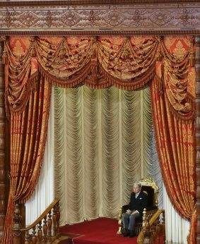 Japan's Emperor Akihito sits before formally opening parliament in Tokyo on Friday.