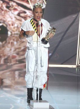 Pink accepts the MTV Michael Jackson Video Vanguard Award at the VMAs.