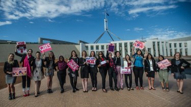 The takeover team arriving at Parliament House on Wednesday.