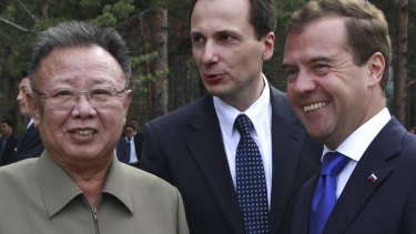 North Korean leader Kim Jong-il with Russian President Dmitry Medvedev, right, meet in the Russian Far East, outside Ulan-Ude, in 2011. 