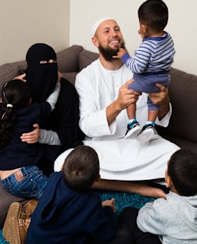 Foster carers Samah Al-Ali and Zak Jamus with their four foster children.