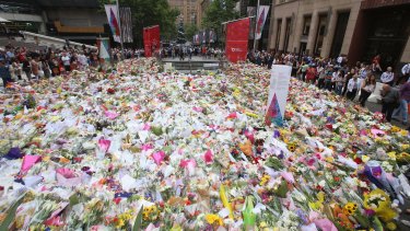 The floral tribute for the victims of the siege at Martin Place.