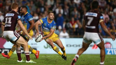 Facing scrutiny: Kieran Foran passes for the Eels against Manly at Brookvale on April 14.