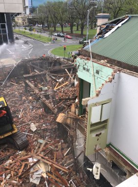 The pub under demolition. 