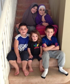 Sharrouf's children (clockwise from back left) Zaynab, Hoda, Abdullah, Humzeh, and Zarqawi.