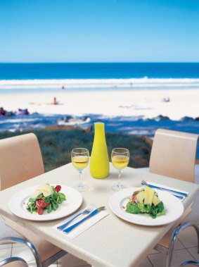 At the beach: Dining at Sails Restaurant, Hastings Street, Noosa. 