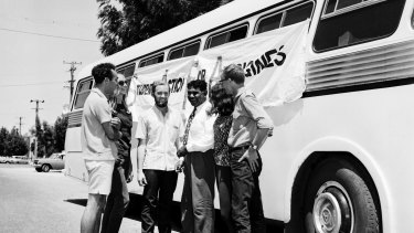 The Aboriginal Freedom freedom riders in Casino, New South Wales, on February 17, 1965. 