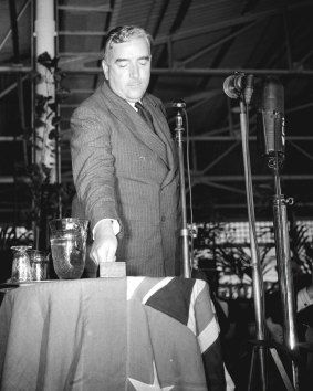Robert Menzies at the opening of the General Motors Holden factory in Pagewood in February 1940. 