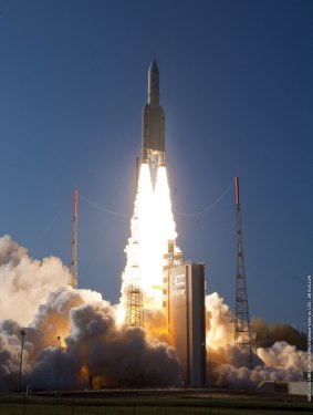 Ambitious: The satellites will be carried into orbit on an Ariane 5 rocket.