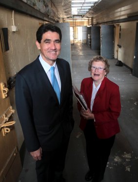 Land rights: Parramatta MP Geoff Lee and historian Judith Dunn inside Parramatta Gaol.