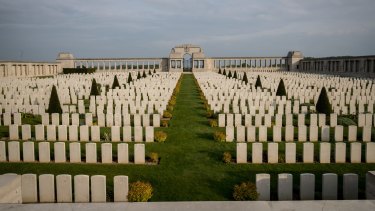 Headstones in the Pozieres British Cemetery near Albert, France, inspires curiosity and awe.