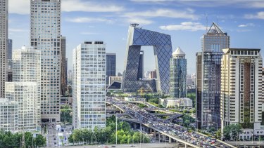 Beijing's Financial District Skyline, where the chinese government has issued new outbound investment guidelines.