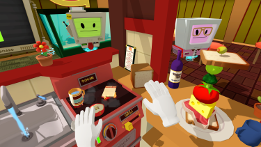 Even making a sandwich is anarchic fun in <i>Job Simulator</i>. Of course it doesn't count as a sandwich unless there's an olive on top.