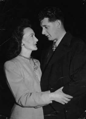 Gail Evans says goodbye to her husband, David, on August 29, 1948, five days after their wedding. It was to be 14 months before he returned to Australia. Photo courtesy RAAF Air Power Development Centre.