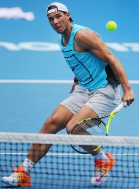 Nadal in a practice session at Melbourne Park on Sunday.