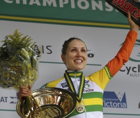 Controversial win: Shara Gillow won the women's time trial.