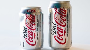 Aldi diet Coke is sold in packs containing 330ml cans; Coles sells the standard 375ml.