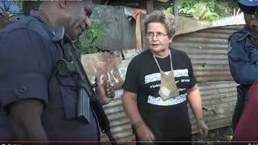 Dame Carol Kidu protesting at Paga Hill in May 2012 from the documentary <em>The Opposition</em>.