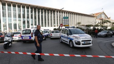 Police at Saint-Charles train station in Marseille on Sunday.