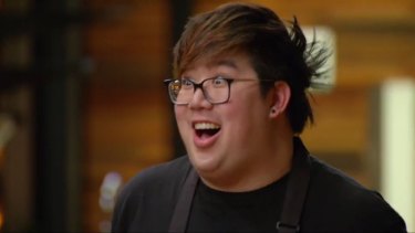 MasterChef's Bryan Zhu lights up at mention of Christy Tania's name in the elimination challenge that sent him packing.