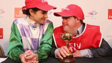 Michelle and Stevie Payne after the Melbourne Cup triumph.