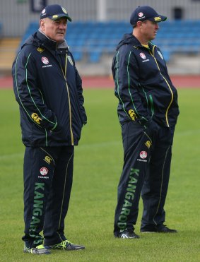 Partnership: Kangaroos coach Tim Sheens with assistant coach David Furner during the World Cup in 2013.