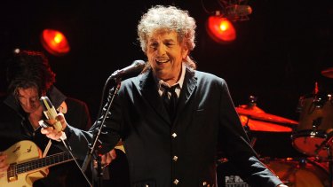 A rare smile from Bob Dylan during an appearance in Los Angeles in 2012. 