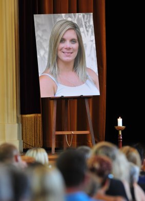 Families and friends attending the funeral for Tara Costigan on March 11.