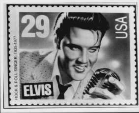 Young Elvis Presley easily won a ballot to decide which picture of the legendary singer would appear on a commemorative postage stamp. 