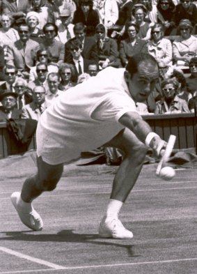 Stretch: Bob Hewitt competing at Wimbledon in 1965.